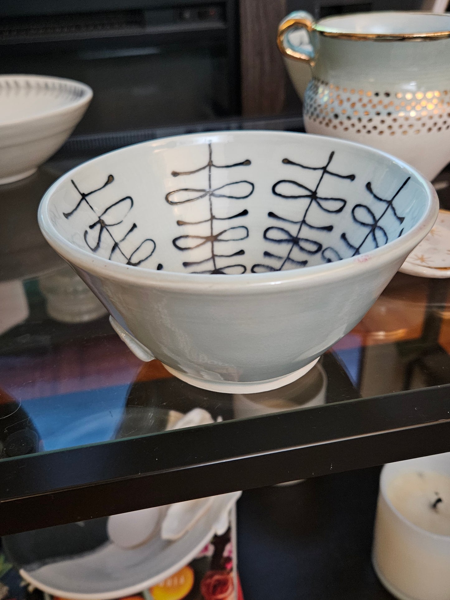 Light Blue Bowl with Black Interior Design