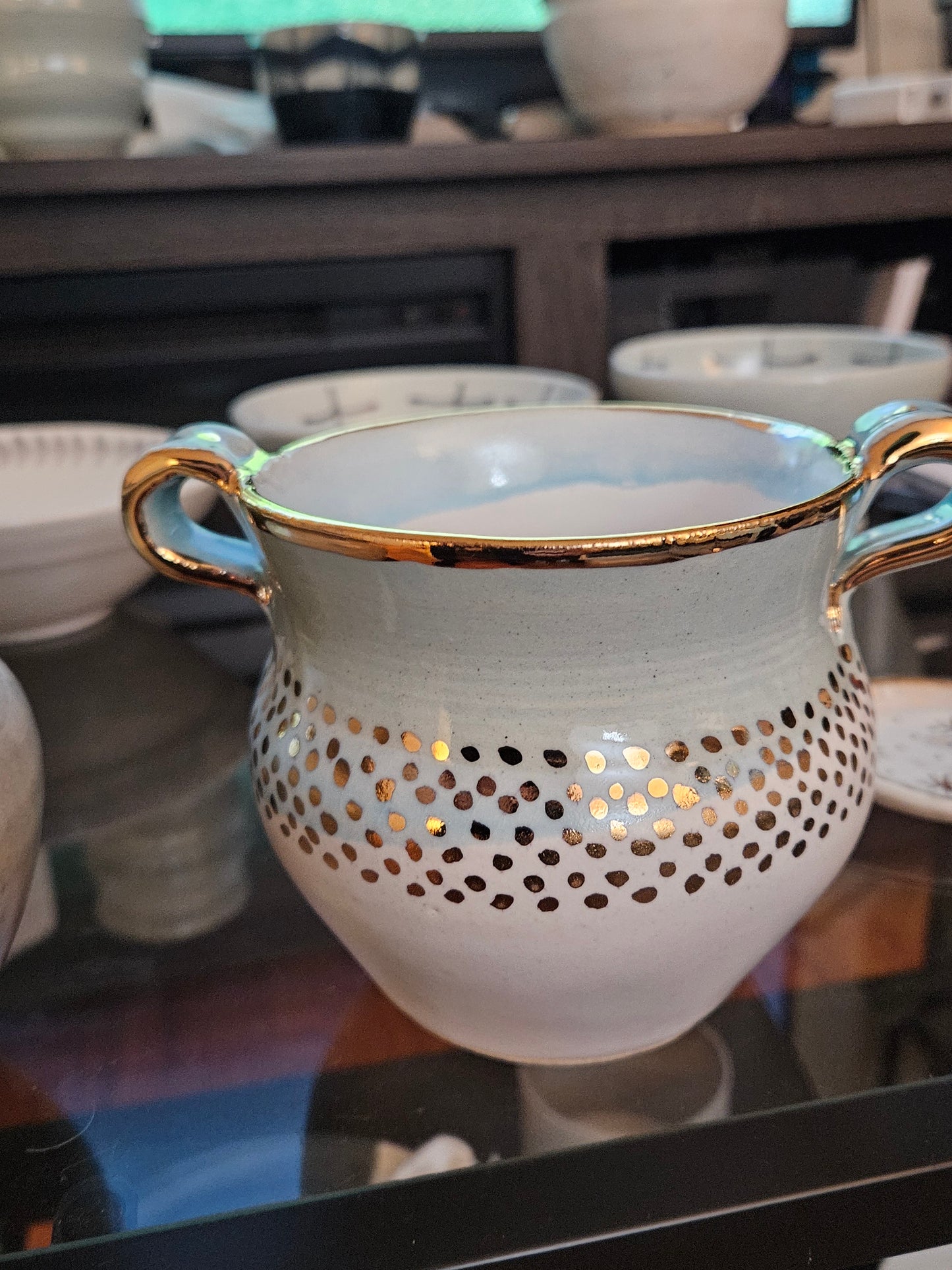 Blue and White Vase with Gold Luster