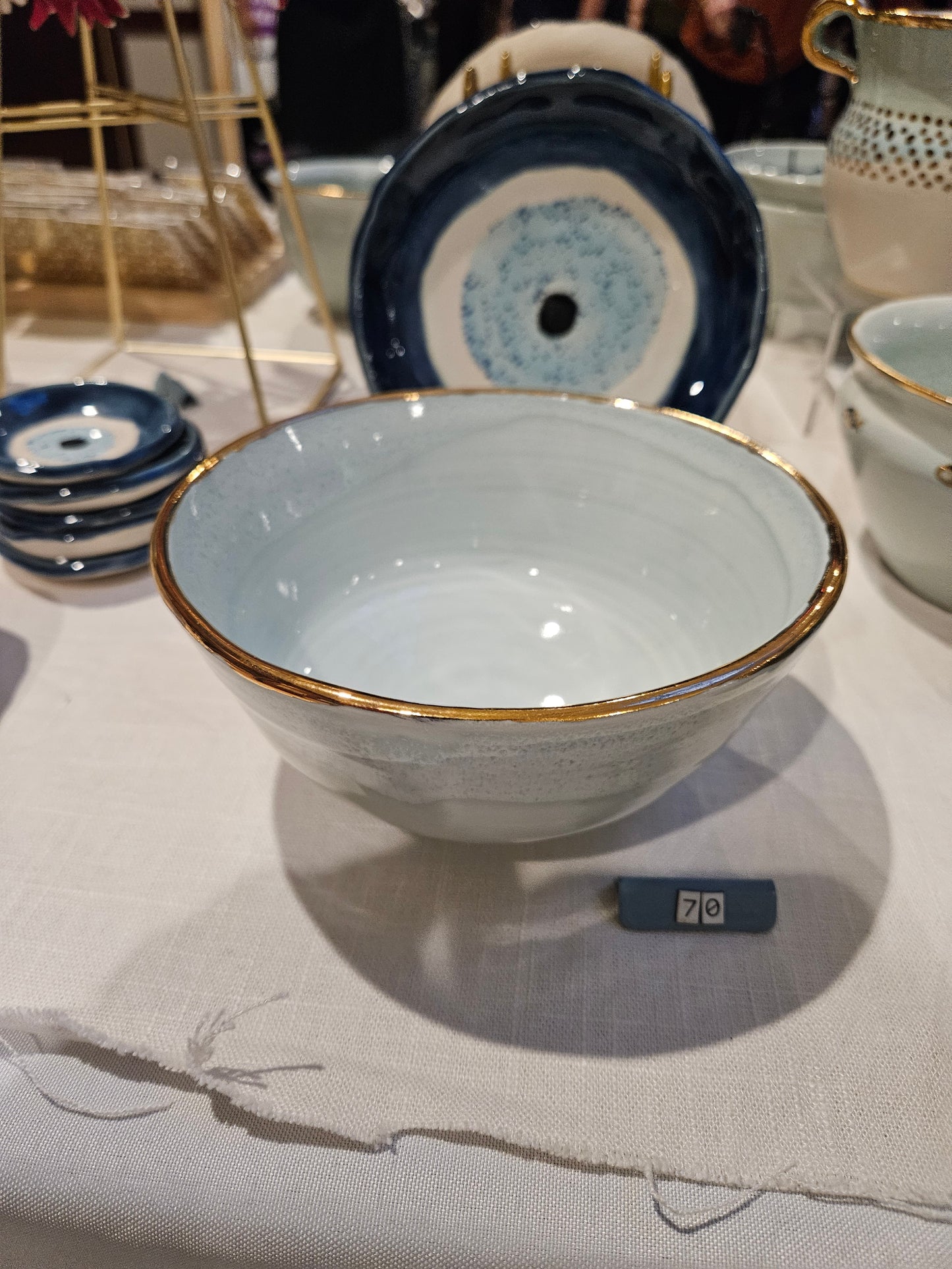 Light Blue Bowl Gold Luster ring