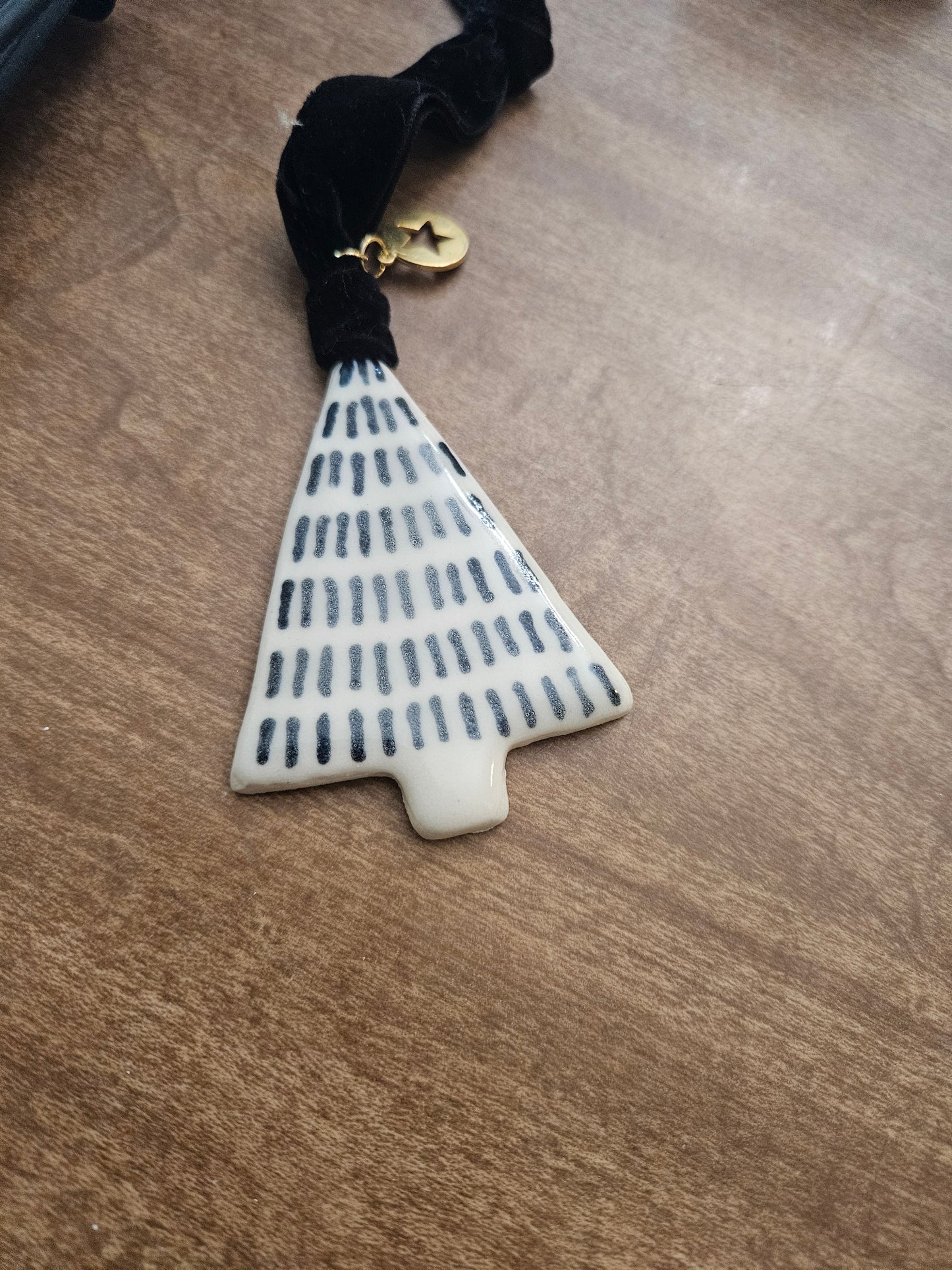 Christmas Tree Ornament - Black Lined with Black Ribbon