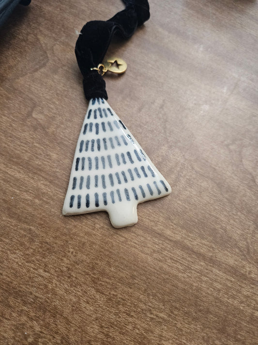 Christmas Tree Ornament - Black Lined with Black Ribbon